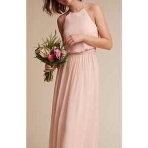 NWT BHLDN Bridesmaid Dress Halter Evening Gown XS Blush Pink Formal Event Soft
